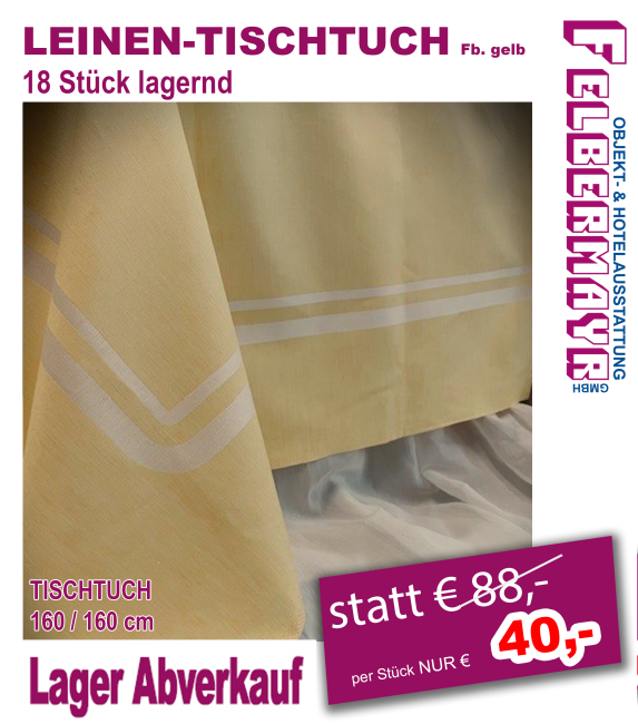 LEINEN - TISCHTUCH Fb. gelb